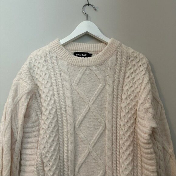 Vamtac Oversized Cable Knit Sweaters Long Sleeve Knitted Casual Pullover Large - Picture 5 of 12